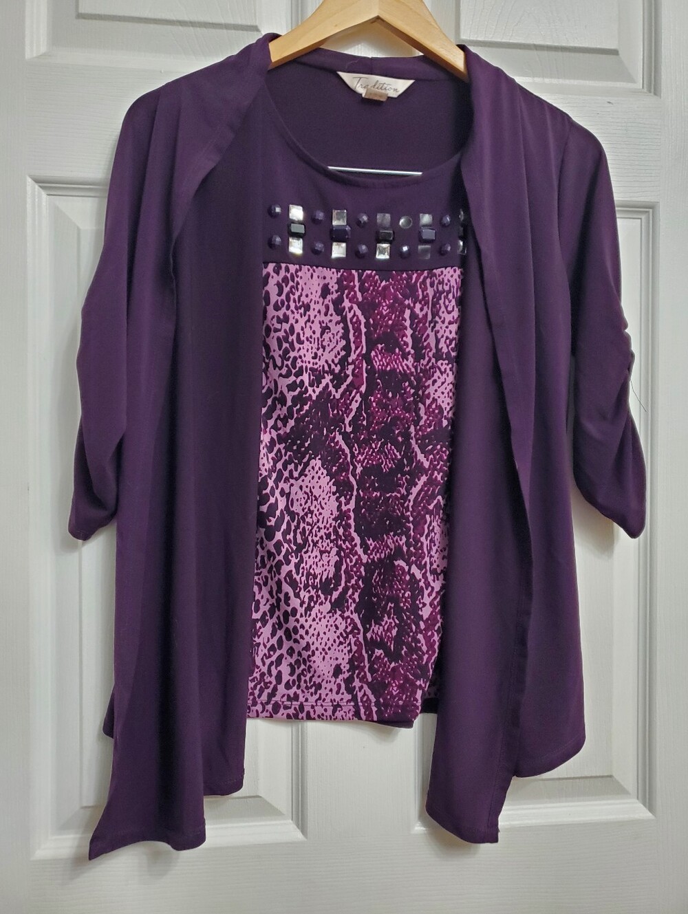 Tradition Purple Fake Cardigan Shirt - Size XS/4 2-4 (Damaged)